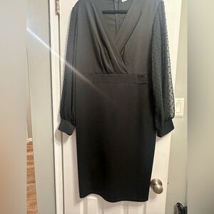 Grace Karin Black Sheer Dot Long Sleeve Wrap Dress XL